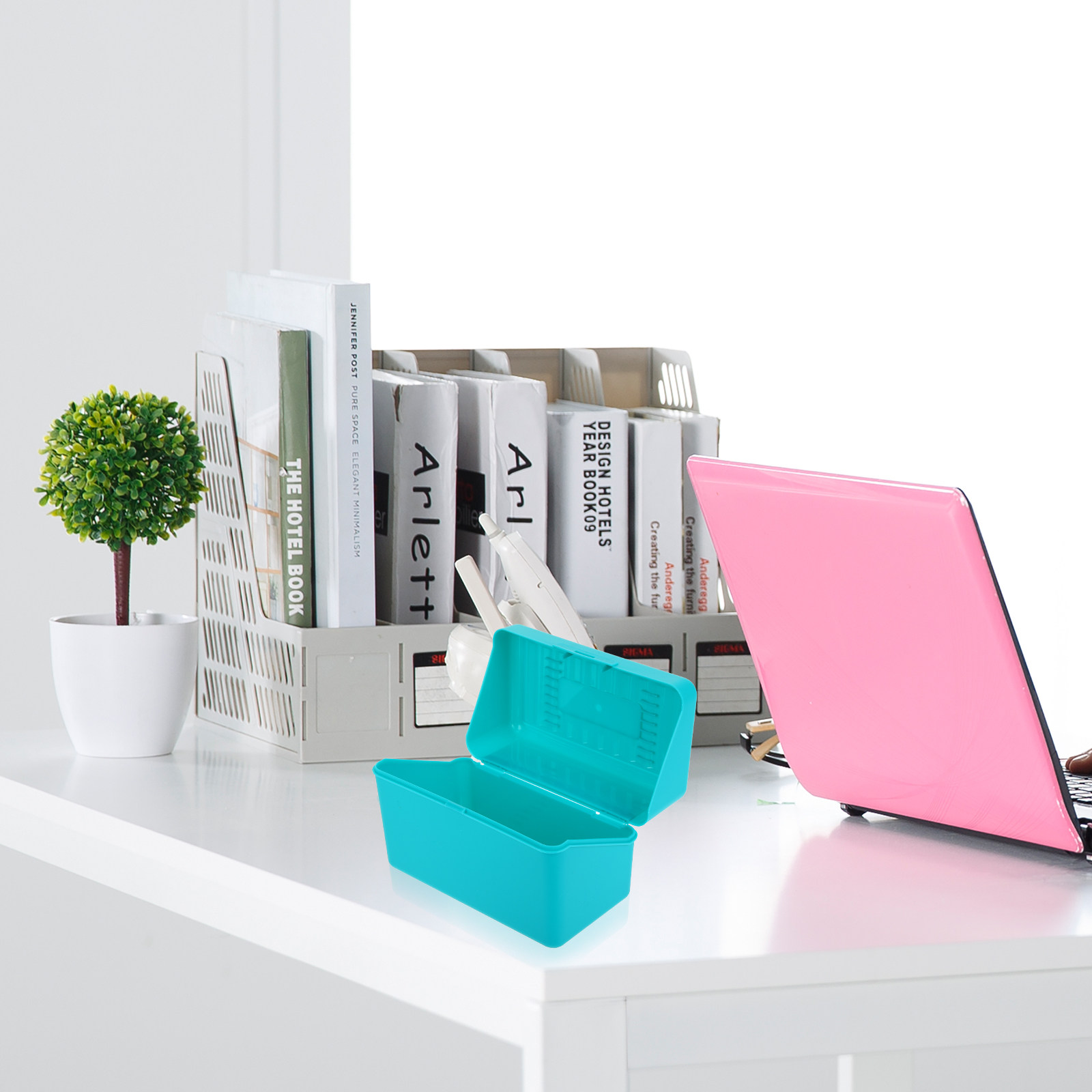 Index Card Holder - 4 Stück Plastik-Indexkarten-Aufbewahrungsboxen für Notizkarten, Lernkarten,