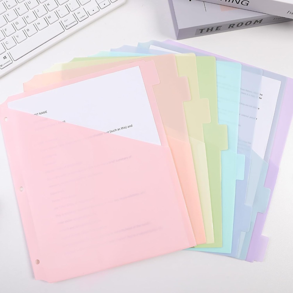 Tab Divider A4 - 8 Stück A4 Pastellfarbene Trennblätter für