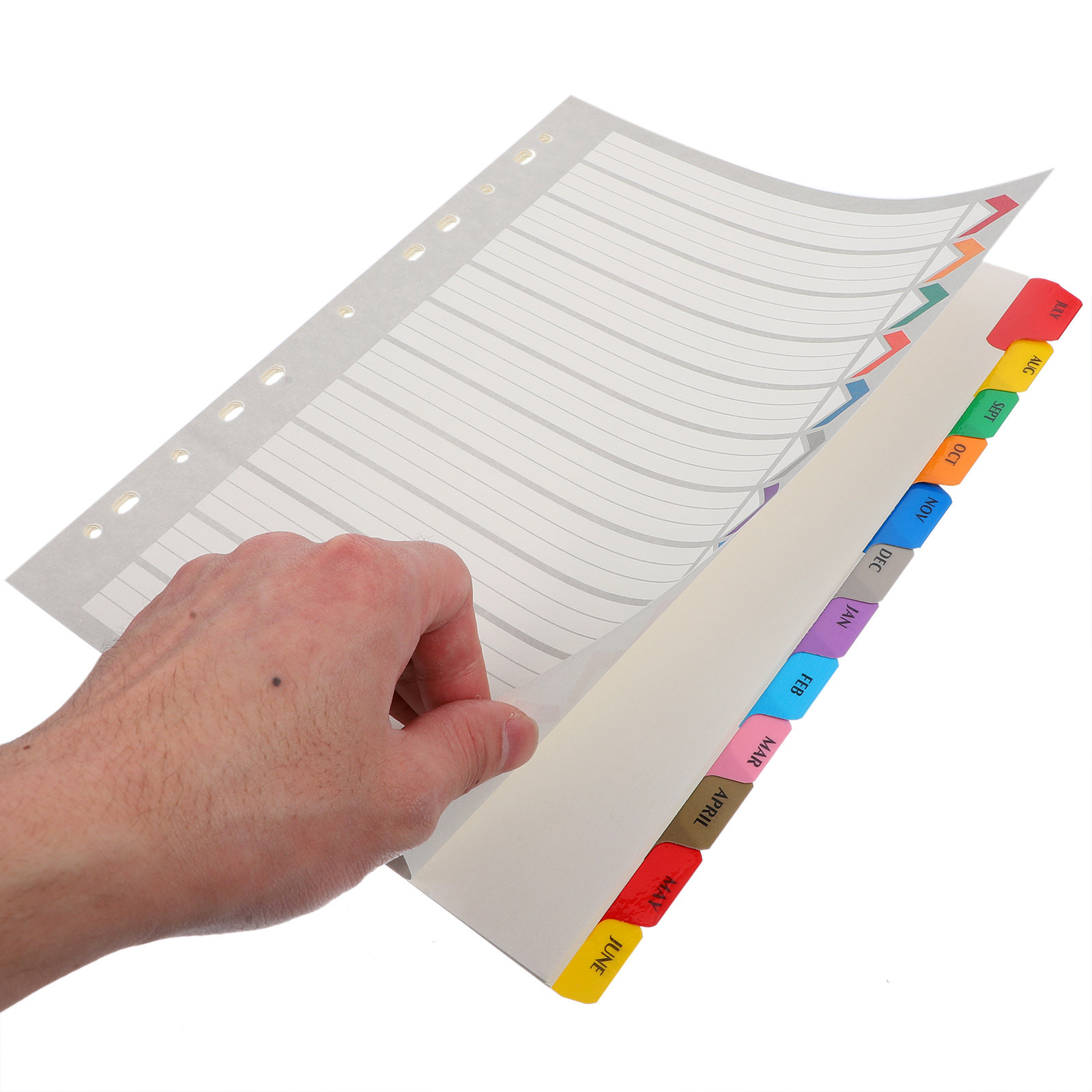 Tab Divider A4 - 12 Blatt Register-Trennblätter, abnehmbare A4-Trennblätter, Notizbuch-Seitentrenner,