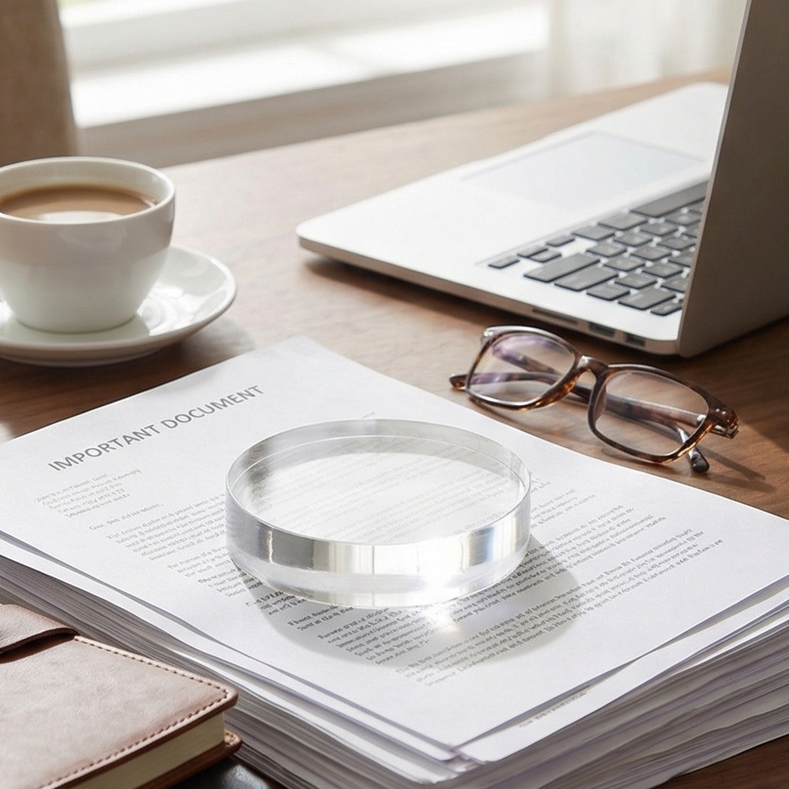 Runder Kristall-Briefbeschwere – Book Weight Glass Bewertung und Preis